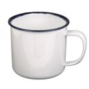 Emaille-Tasse, weiß-blau, 350 ml, Durchmesser 8 cm