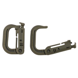 Karabiner, Plastik, &quot;MOLLE&quot;, coyote, 2-er Pack