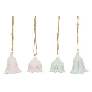 Blumen Hänger Pearl, beige, 4,4x4,4x4,5 cm mit Juteband sortiert 1 Stück
