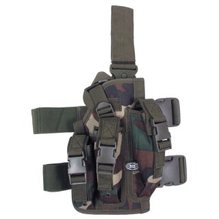 Pistolenbeinholster, woodland, Bein- und Gürtelbef., rechts