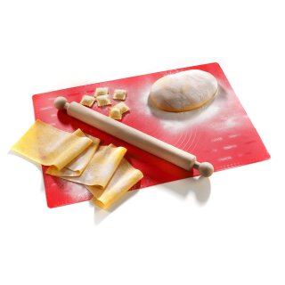 Silikon-Backunterlage "FoglioChef" mit Teigrolle aus Holz