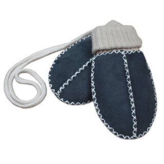 Baby-Lammfellfäustel grau blau mit Strichbündchen