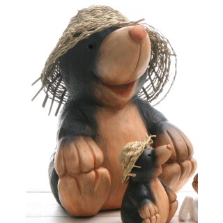 Dekofigur "Maulwurf mit Strohhut"